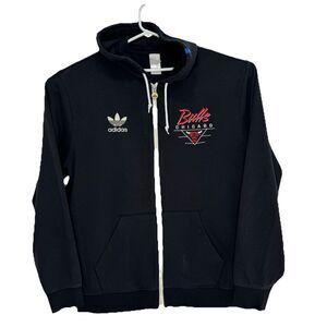 Adidas Chicago Bulls Jacket Sweatshirt Men's Embroidered Hooded Full Zip Fleece
